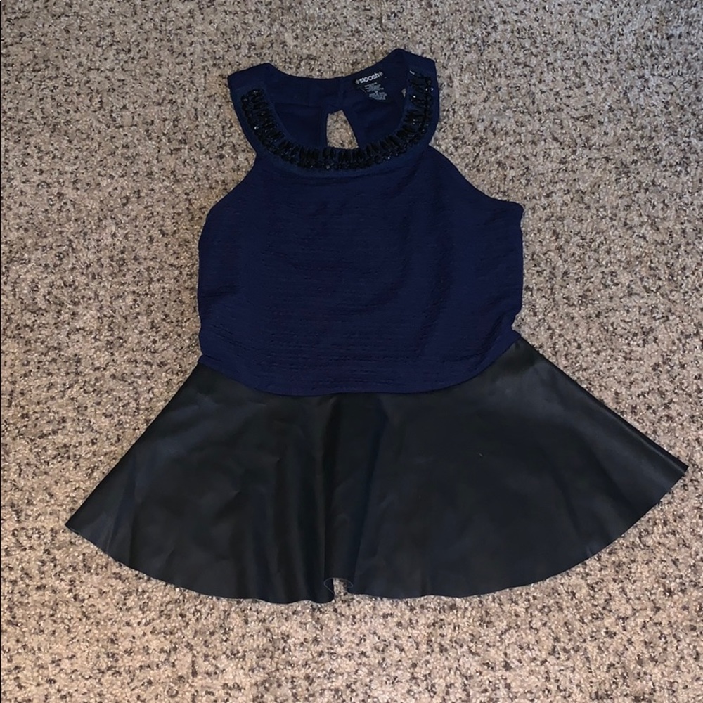 Blue and Black Peplum Top